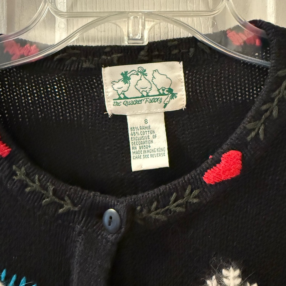 Quacker Factory Black Snowman Cardigan - Picture 2 of 6